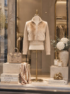 Vintage Fuzzy Faux Fur Zip Knit Jacket