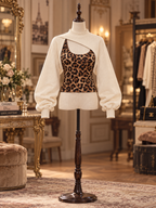 Vintage Leopard Cami & Balloon Sleeve Shrug Two Piece Set