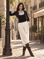 Vintage French Pleated High Waist Wide Leg Trousers