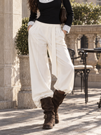 Vintage French Pleated High Waist Wide Leg Trousers