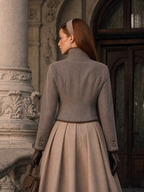 Vintage Military Cropped Trim & Double-Row Antique Gold Buttons Jacket