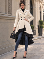Vintage Tweed Double Breasted High Low Coat
