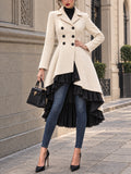 Vintage Tweed Double Breasted High Low Coat