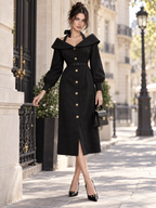 Vintage Off Shoulder Halter Belted Gold Button Midi Dress