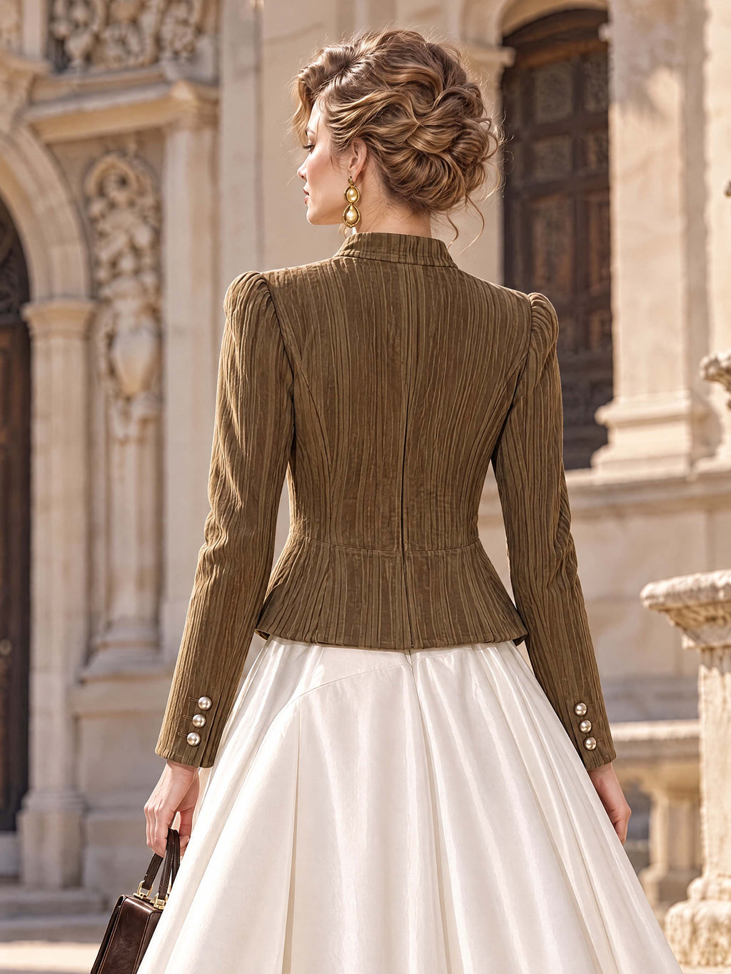 Retro Victorian Button‑Trim Zip Up Jacket