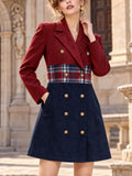 Retro Notched Lapel Double‑Breasted Midi Dress Coat