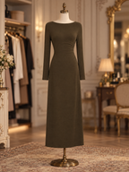 Vintage Slim Fit Elegant Off Shoulder Waist Cinched Midi Dress