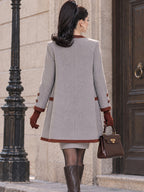 Vintage Contrast Trim Coat Dress Two Piece Set
