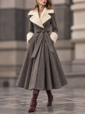 Vintage Faux Shearling Panel Wool Blend Fitted Waist Coat