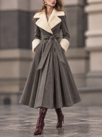 Vintage Faux Shearling Panel Wool Blend Fitted Waist Coat