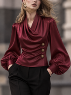 Vintage Satin Cowl Neck Blouse