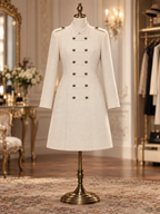 Vintage Oatmeal Wool Blend Epaulet Tailored Mini Dress