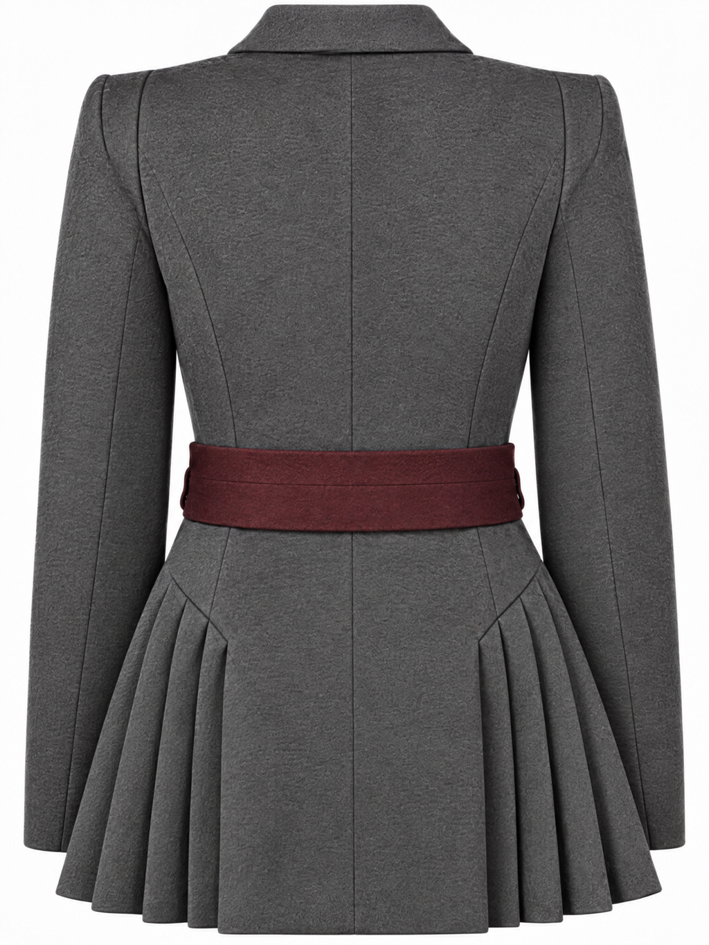 Vintage Grey Wool Blend Double Breasted Belted Mini Dress