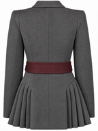 Vintage Grey Wool Blend Double Breasted Belted Mini Dress
