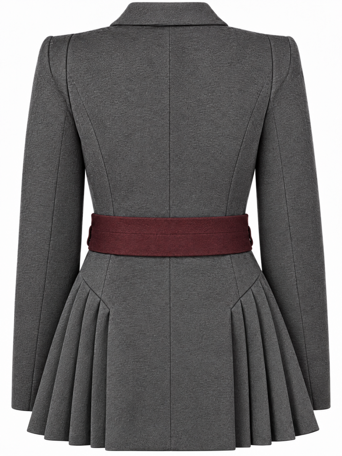 Vintage Grey Wool Blend Double Breasted Belted Mini Dress