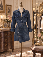 Retro Wrap Denim Mini Skirt Set