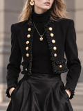 Vintage Double Breasted Raw Edge Cropped Blazer