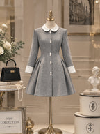 Vintage Style Grey Collared Mini Dress