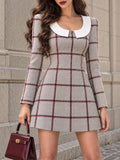 Vintage Peter-Pan Collar Windowpane Mini Dress