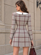 Vintage Peter-Pan Collar Windowpane Mini Dress