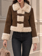 Vintage Brown Faux Suede Cropped Jacket