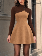 Vintage Knit Faux Suede Panel Mini Dress