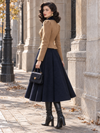 Vintage Embroidered Velvet Lapel Wool Blend Short Coat