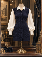 Vintage Cable Knit Paneled Mini Dress