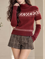 Retro Fair Isle Turtleneck Sweater
