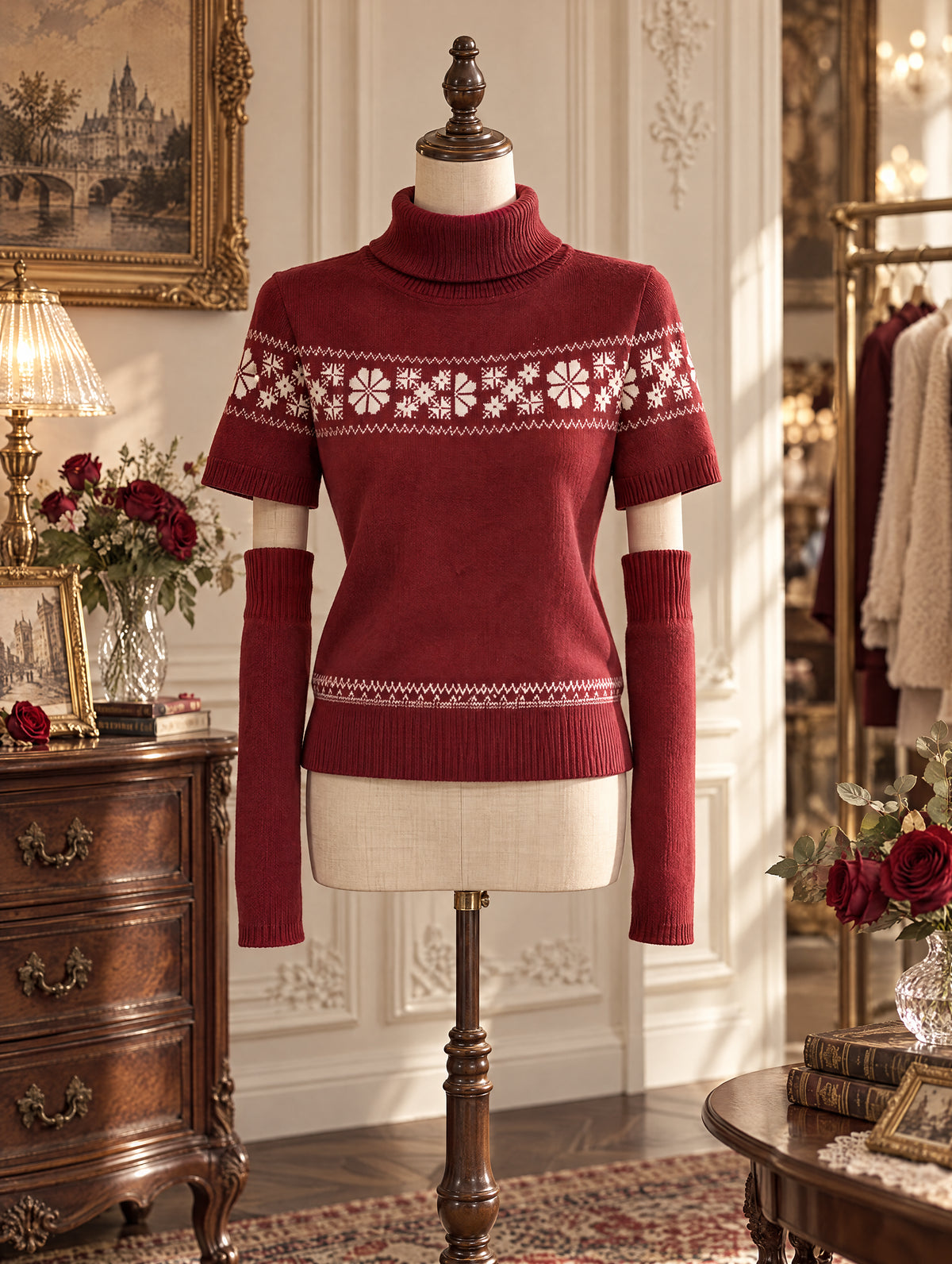 Retro Fair Isle Turtleneck Sweater