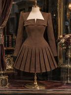 Vintage Suede Pleated Mini Dress