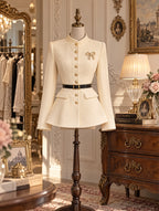 Retro Stand Collar Peplum Coat