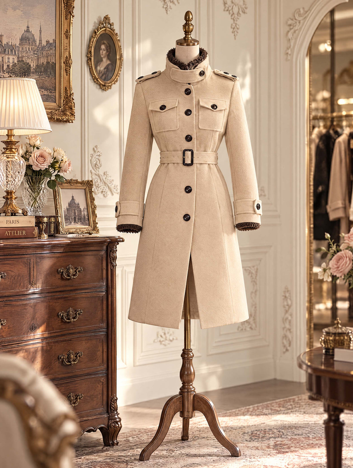 Vintage Retro Midi Wool Blend Coat