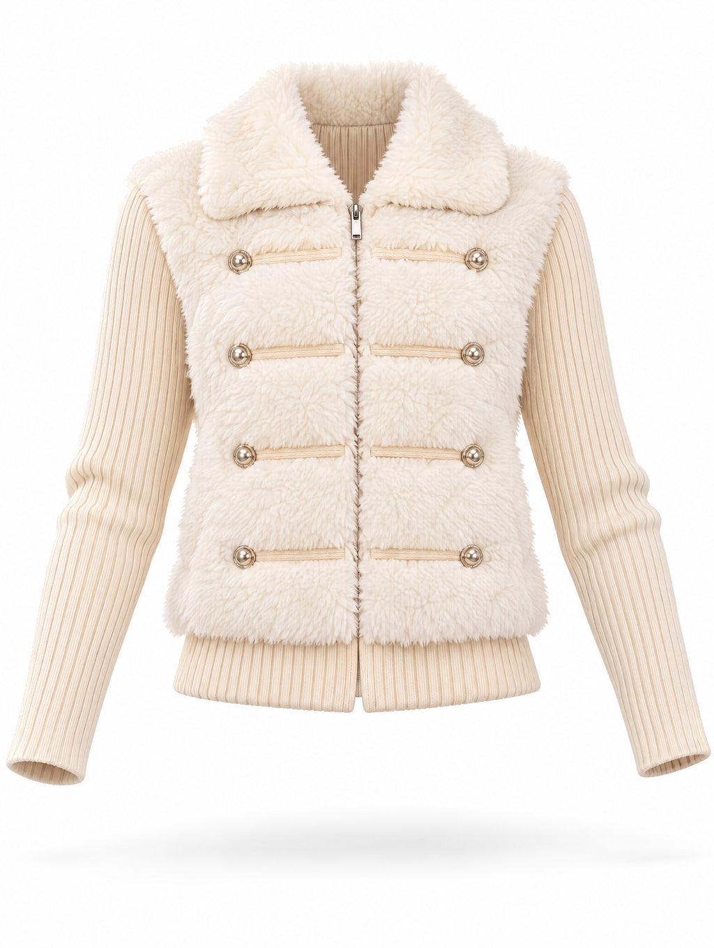Retro Classic Sherpa Knit Sleeve Coat