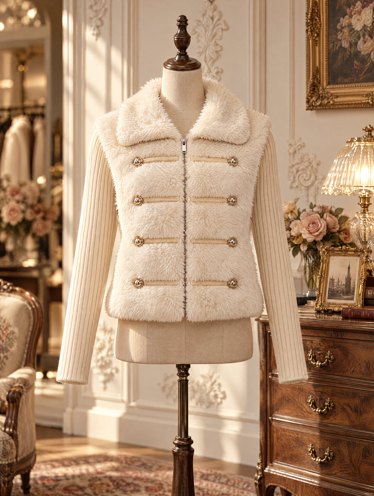 Retro Classic Sherpa Knit Sleeve Coat