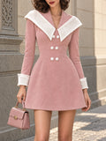 Vintage Sailor-Collar Double-Breasted Mini Dress