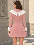Vintage Sailor-Collar Double-Breasted Mini Dress