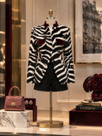 Vintage Zebra Print Contrast Trim Jacket