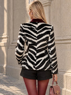 Vintage Zebra Print Contrast Trim Jacket