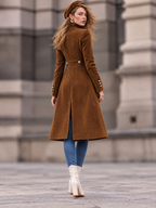 Vintage Faux Suede Double Breasted Coat