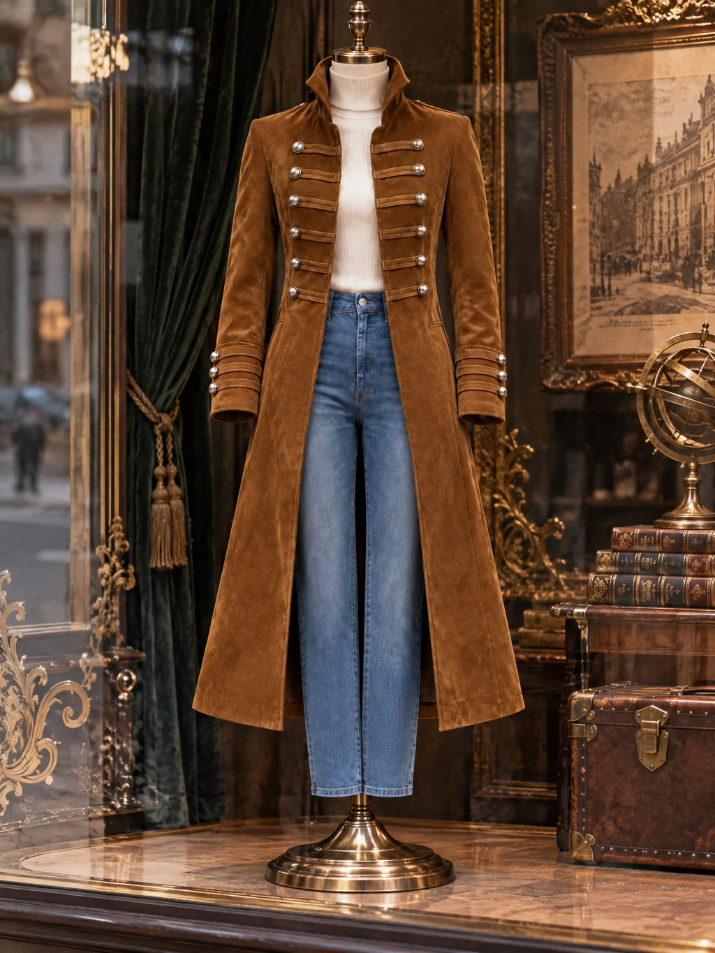 Vintage Faux Suede Double Breasted Coat