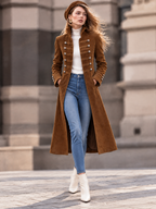 Vintage Faux Suede Double Breasted Coat