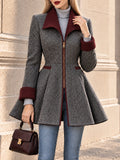 Vintage Herringbone Fit And Flare Coat