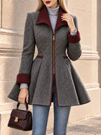 Vintage Herringbone Fit And Flare Coat
