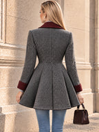 Vintage Herringbone Fit And Flare Coat