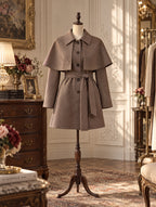 Vintage Cape Collar Belted Wool Coat