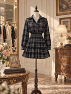 Vintage Plaid Smocked Waist Shirt Mini Dress