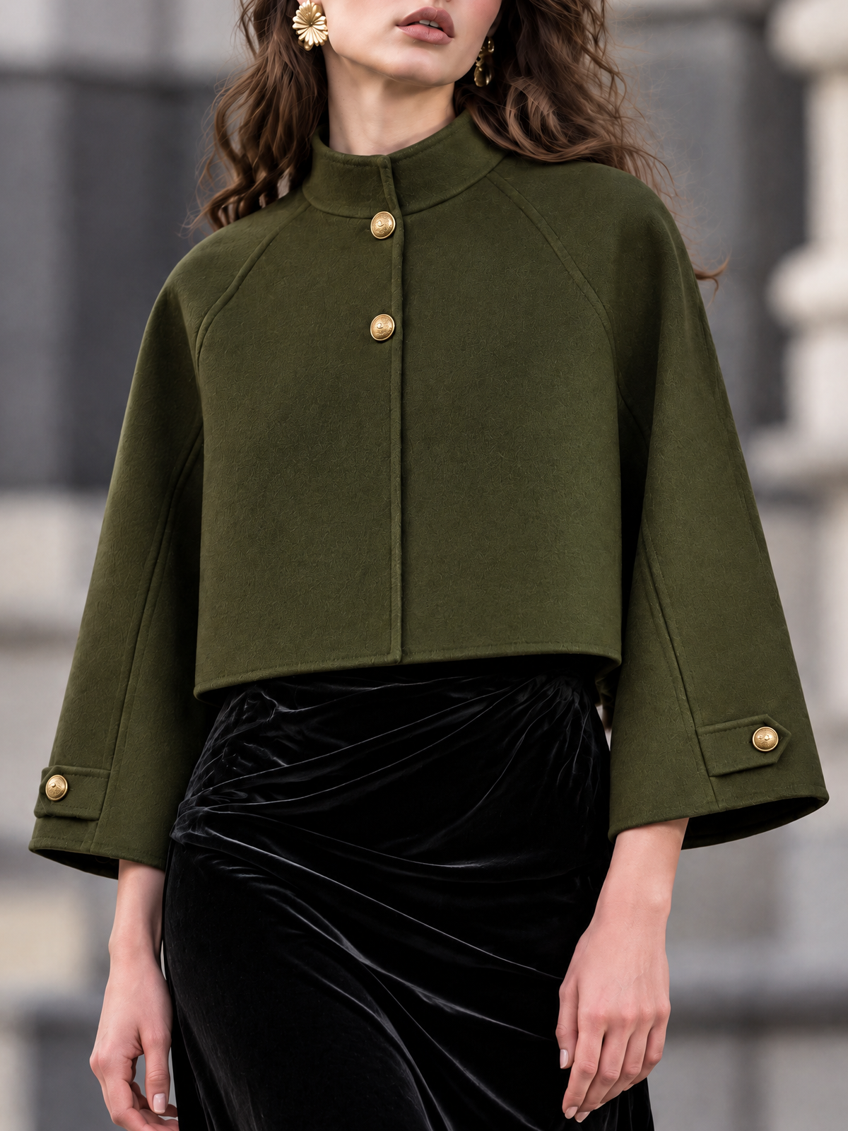 Vintage Stand Collar Loose Short Coat