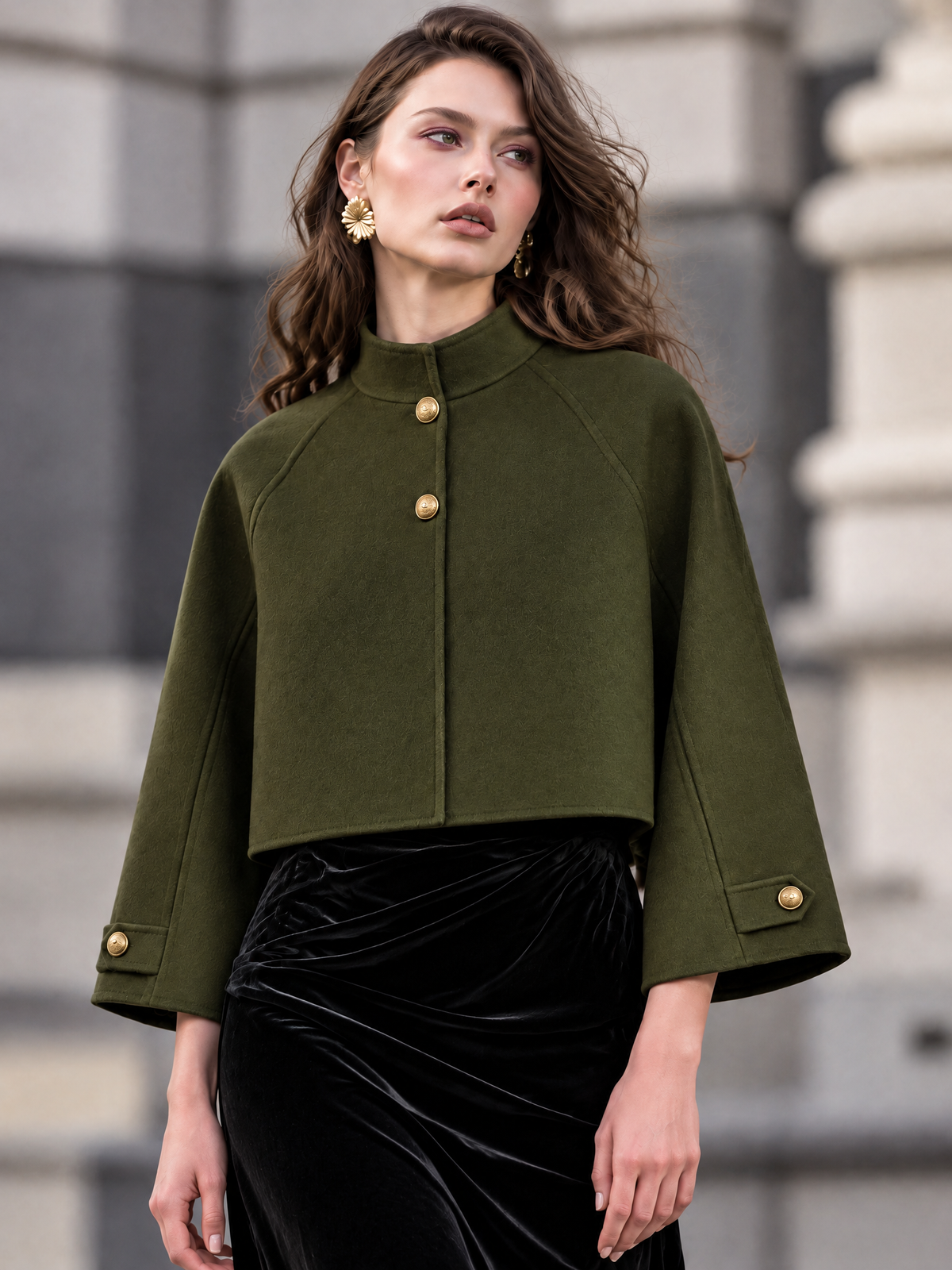 Vintage Stand Collar Loose Short Coat