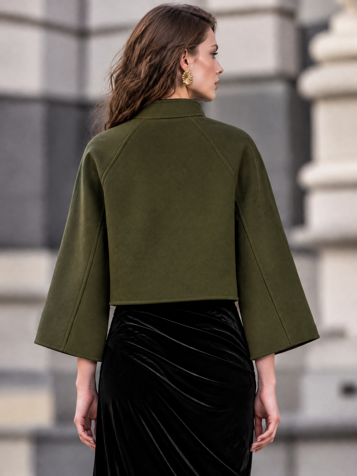 Vintage Stand Collar Loose Short Coat